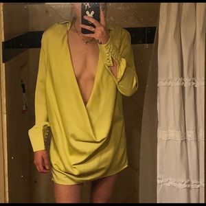 Cowl neck draped mini dress